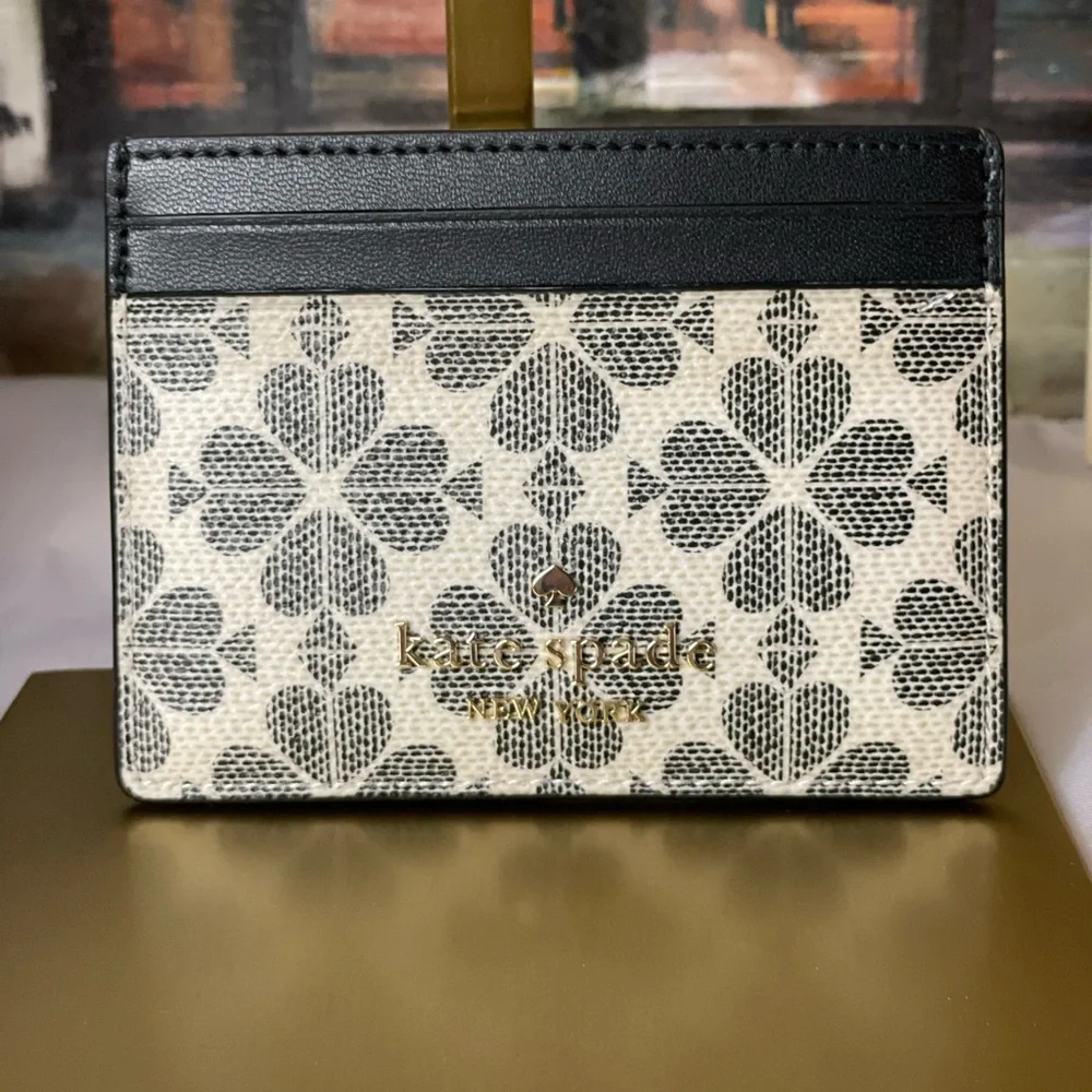 NWT Kate Spade Spade Flower Mini Tote + Cardholder Set | Black Multi - Picture 7 of 7